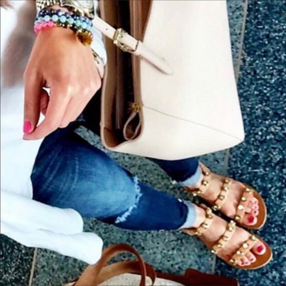 Tan Rhinestone Embellished Diamond Sandal - Picture 2 of 7