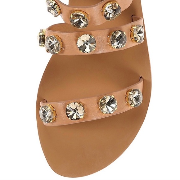 Tan Rhinestone Embellished Diamond Sandal - Picture 7 of 7