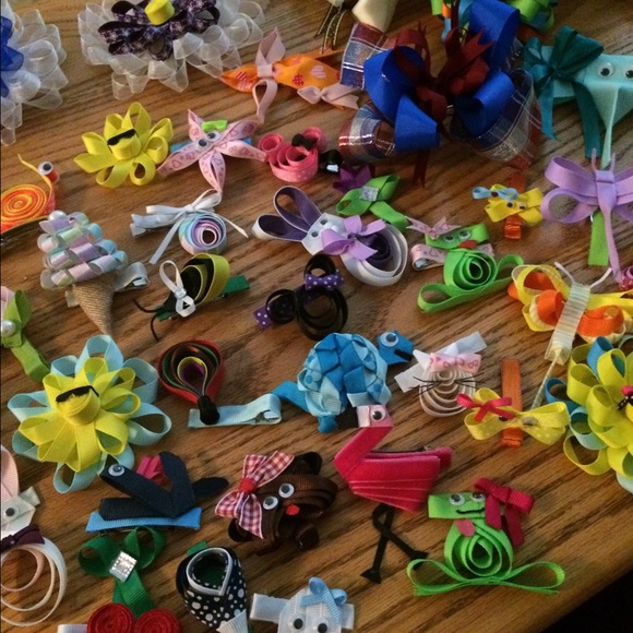 Hand sculptured hair bows. 1 for $5 or 3 for $12