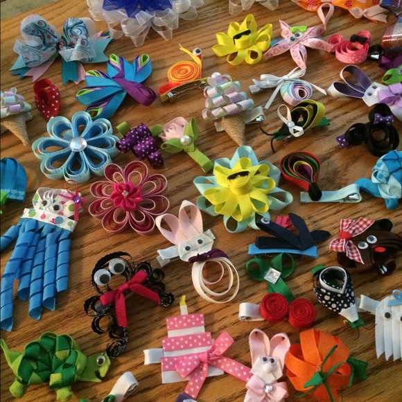 Hand sculptured hair bows. 1 for $5 or 3 for $12