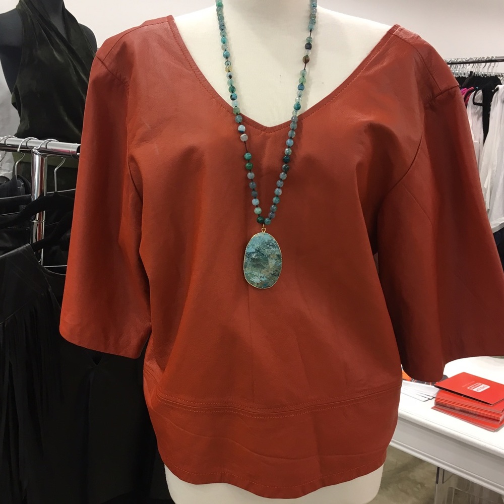 PELLE d'arte by NAIRANA Baggy Leather Kimono Top