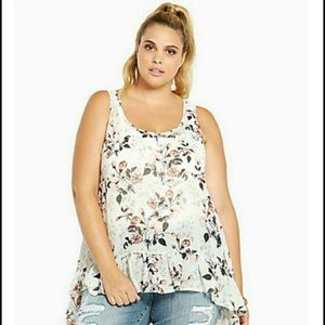 CLEAR OUT SALE ✨ Floral chiffon high-low tank top