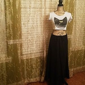 100 % Linen Drawstring Maxi Skirt