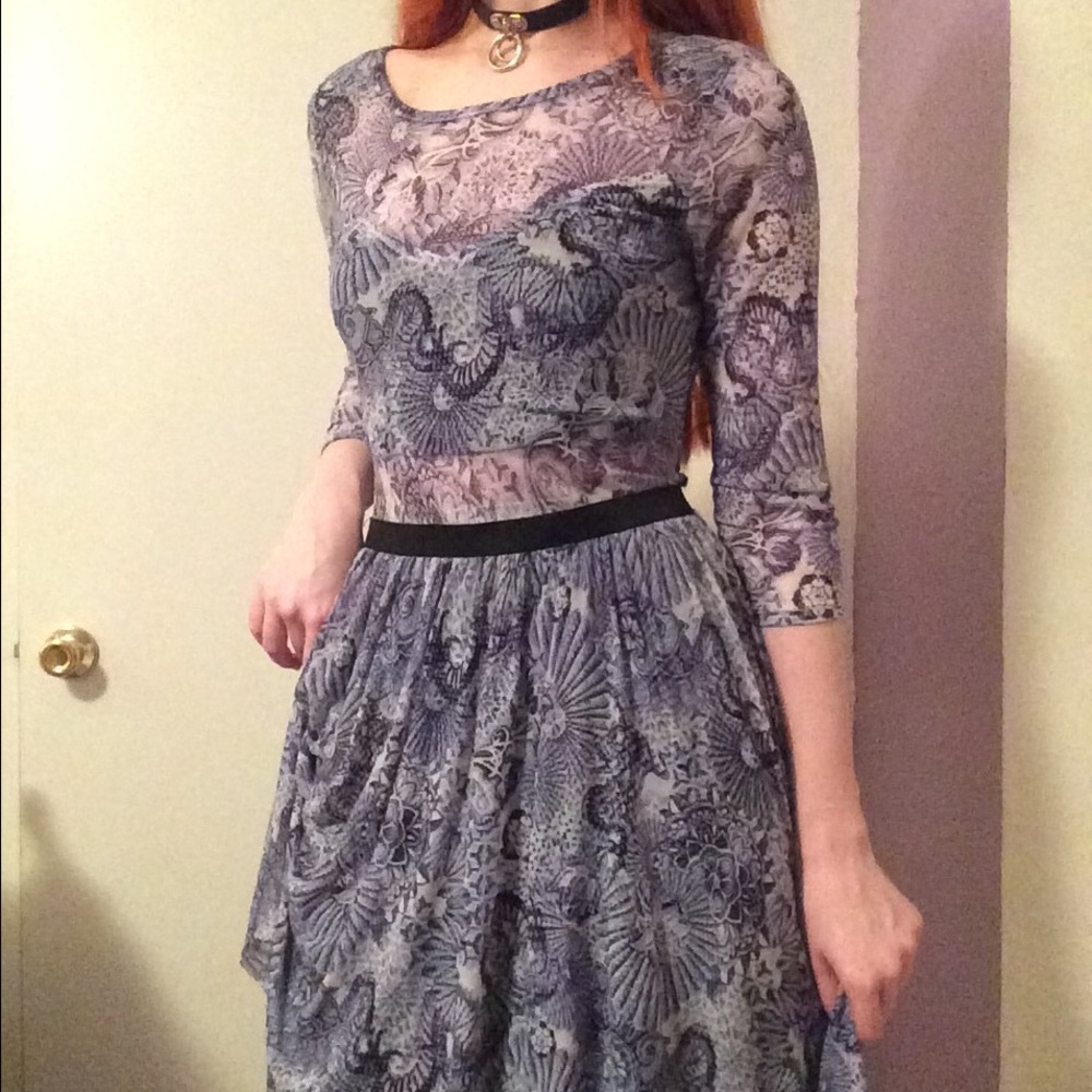 Urban Outfitters blue patterned midi dress