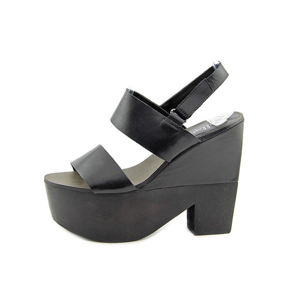 Black Leather Platform Sandal - Picture 4 of 5