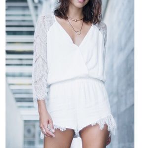 Cotton Candy white lace romper