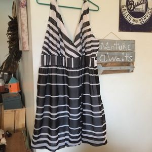 Black and White Striped Bubble Hem Dress