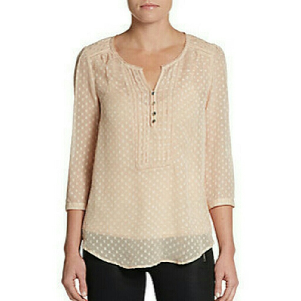 Daniel Rainn Pale Pink Swiss-Dot Print Blouse