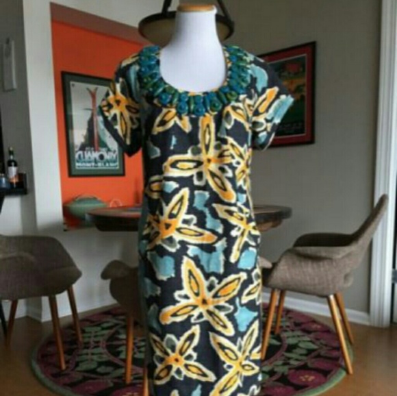 DVF Silk Fiji Flower MOCA Dress - SIZE 12- NEW