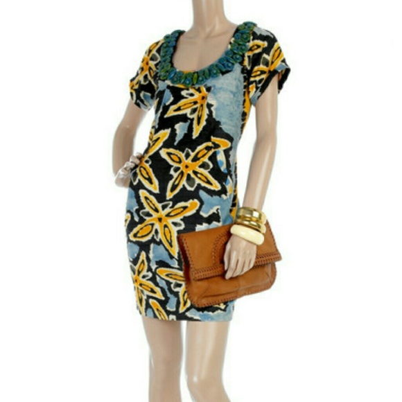 DVF Silk Fiji Flower MOCA Dress - SIZE 12- NEW
