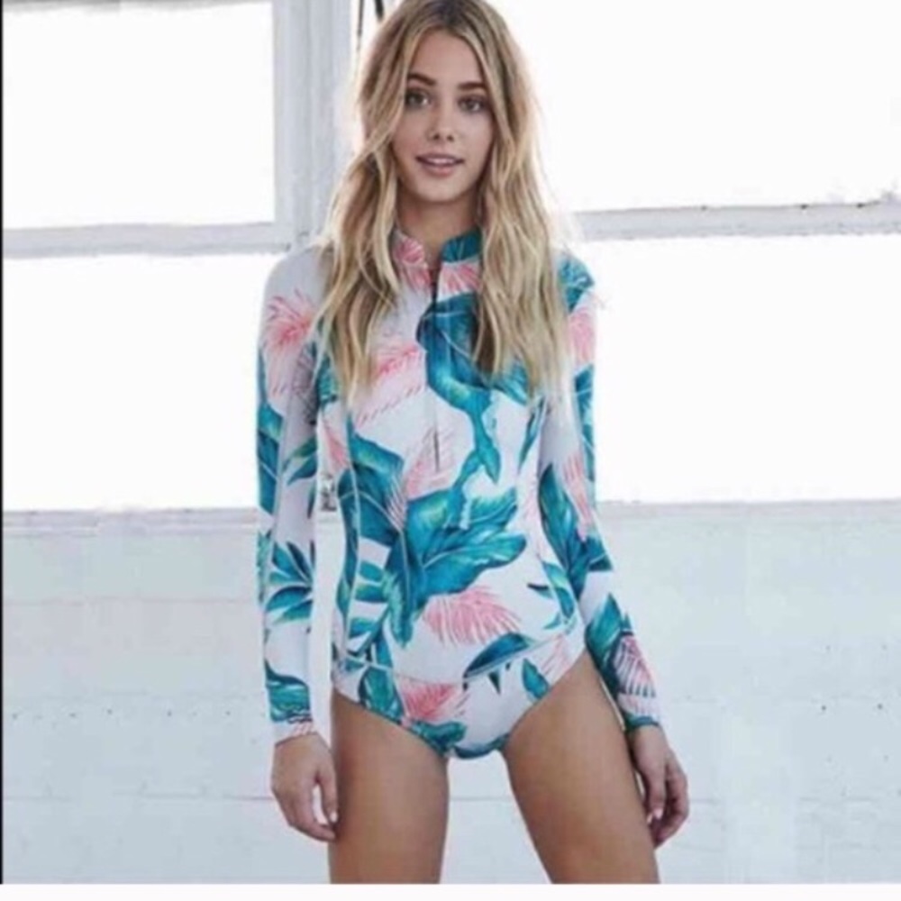 New Floral Long Sleeve One Piece Swimsuit Swimwear