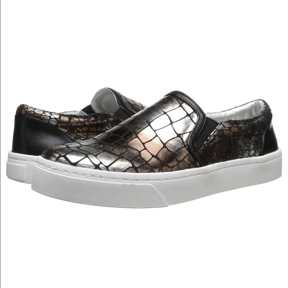 Metallic Croc Embossed Slip On Sneaker Espadrille - Picture 4 of 7