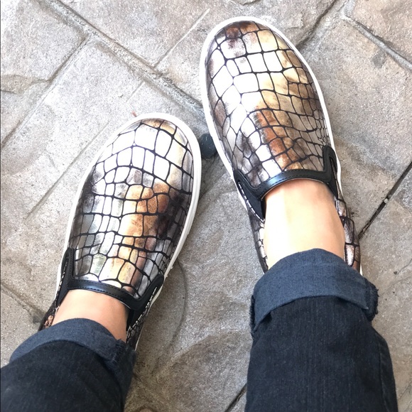 Metallic Croc Embossed Slip On Sneaker Espadrille - Picture 5 of 7