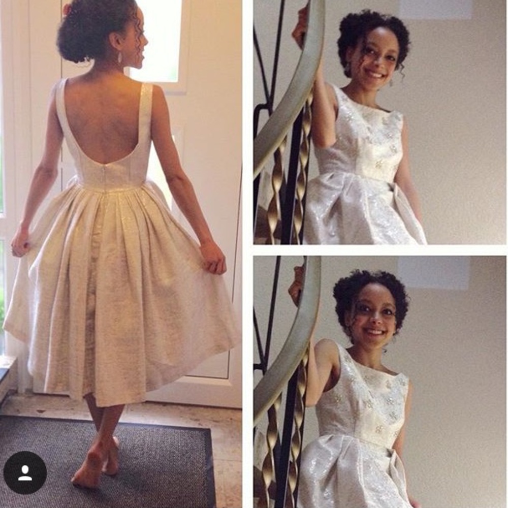 ASOS white brocade prom dress