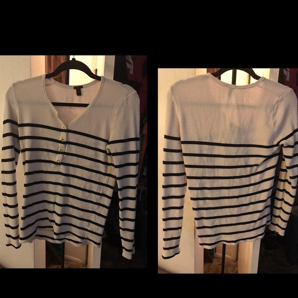 J. Crew White and Black Striped Blouse