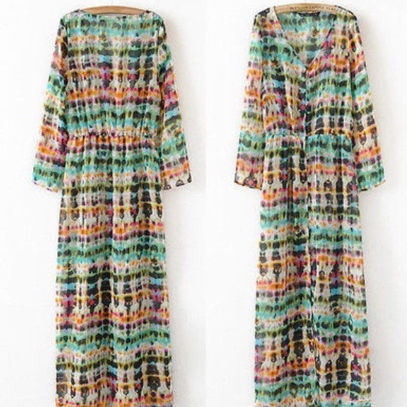 Zara Other - Button down tie dye maxi cover up