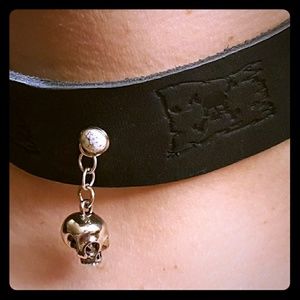 Navy Leather Choker