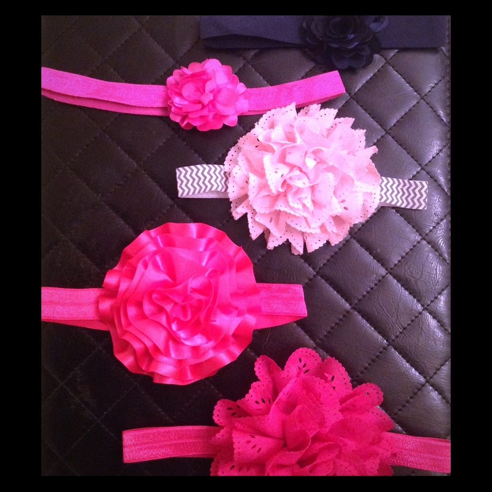Rosette Baby Girl Headband Bundle