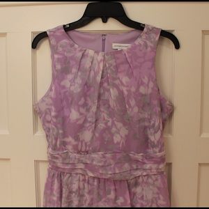 Purple and White Floral Print Summer Dress