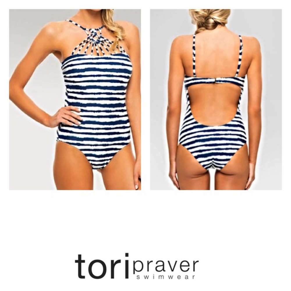 Tori Praver Swimsuit w/ Macrame Halter/Open Back
