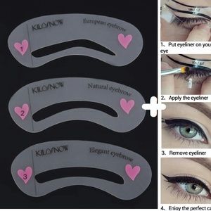 2 Cat Eye Smokey Eye + 3 Eyebrow Stencil