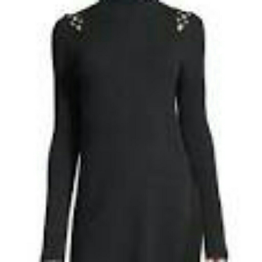 Lattice-Shoulders Turtleneck Tunic