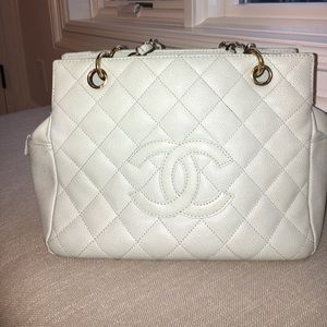 Authentic baby blue Caviar leather Chanel Tote