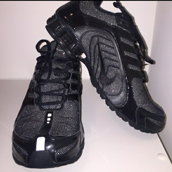 Nike Shoes - Black & Silver Sparkle Nike Shocks