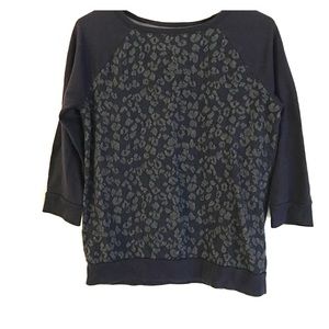 Navy Blue Animal Print 3/4 Sleeve