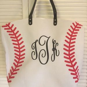 Monogram Baseball Canvas Tote