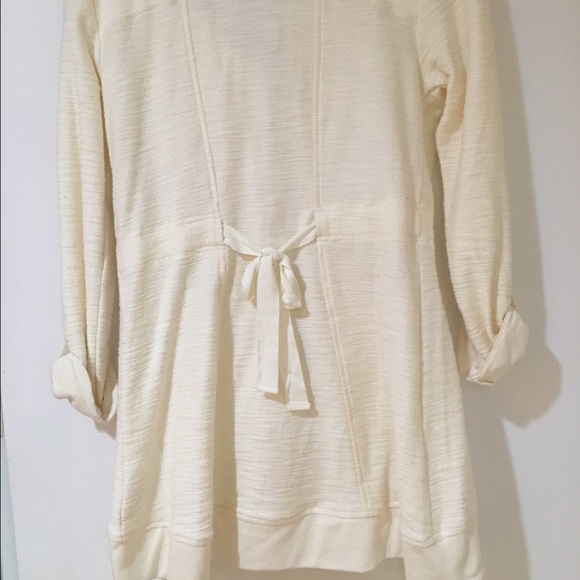 Anthropolgie off white zip up mid-length jacket - Picture 2 of 3