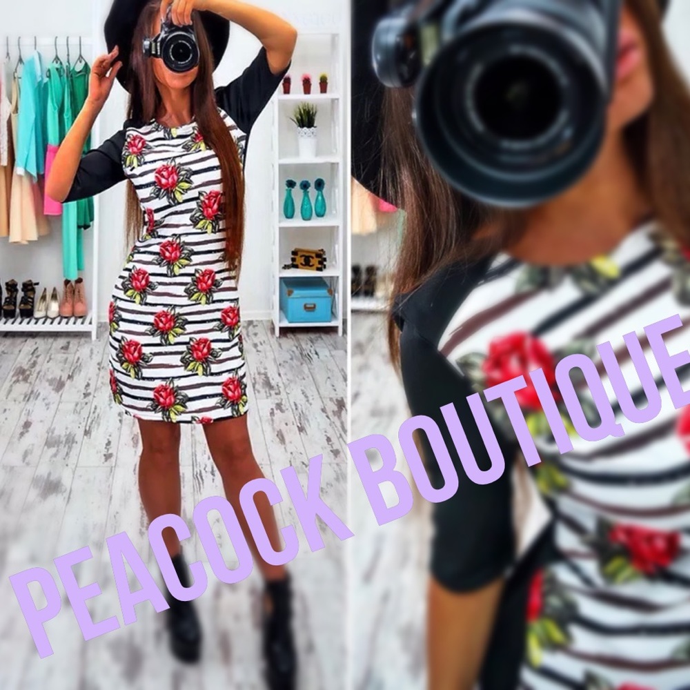All SZS! HALF SLEEVE MINI SHIFT DRESS ROSES 🌹