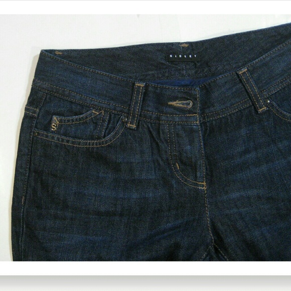 SISLEY NWT US 14 Eu 42 Dark Wash Jeans Button Fly - Picture 1 of 7