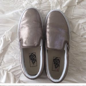 Vans gold metallic slip ons 7.5