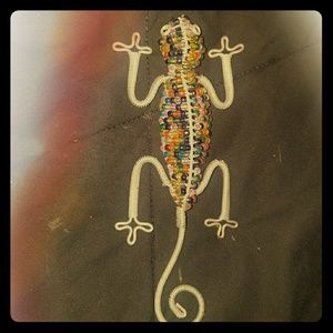 Handcrafted metal lizard sculpture