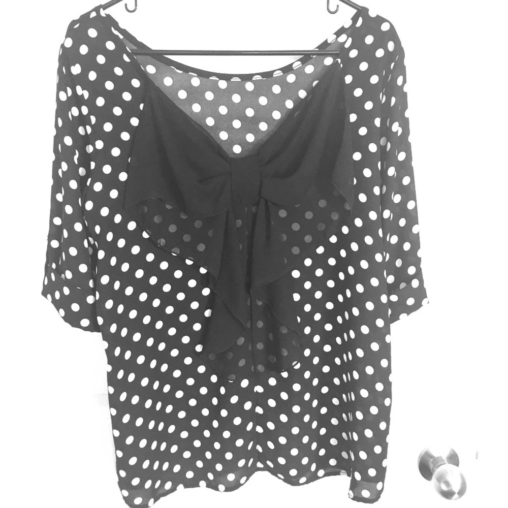 Back Bow Polka Dot M Blouse - worn once!