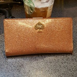 Kate Spade Rose Gold Glitter Bug Wallet