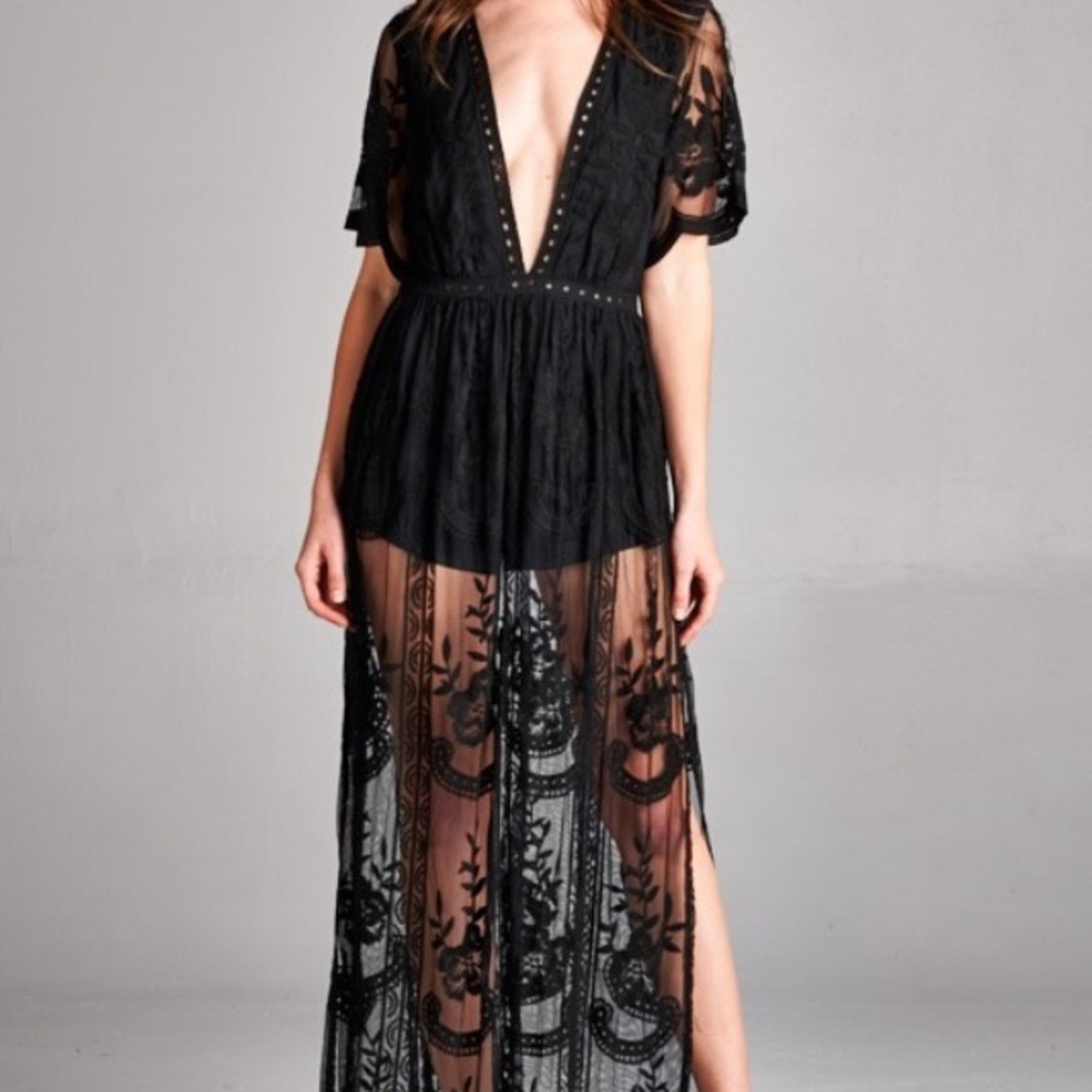 Black lace romper