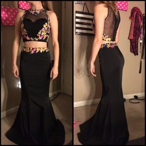 Floral Embroidered Prom Dress