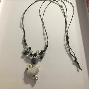 Long swan necklace