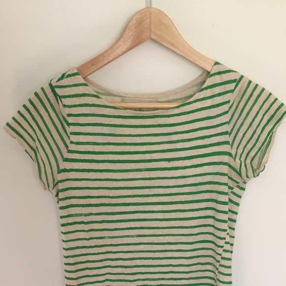 Green striped tee shirt dress - Picture 2 of 3