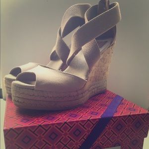 Tory Burch 115mm Peep-toe Cork Wedge