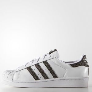 Adidas superstar with black moon stripes 8.5