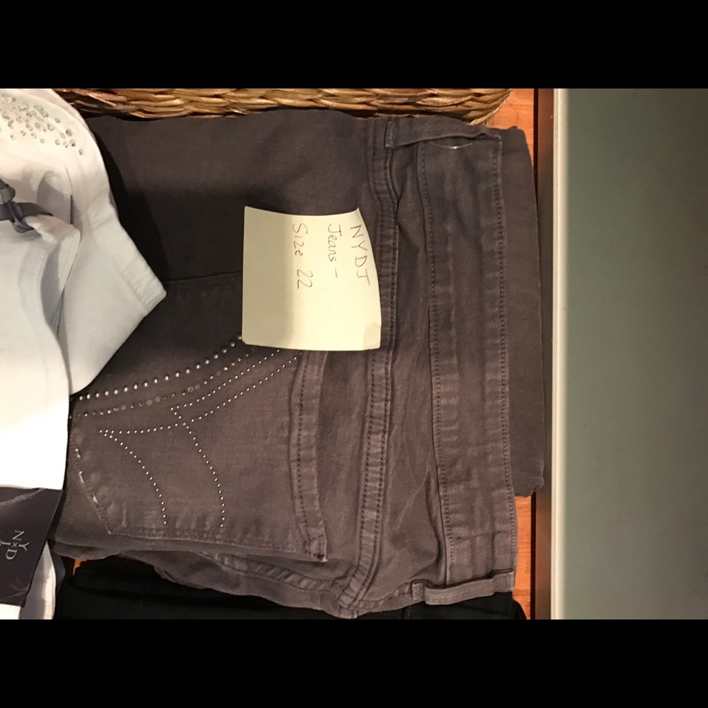 NYDJ gray with some rhinestone embellishments