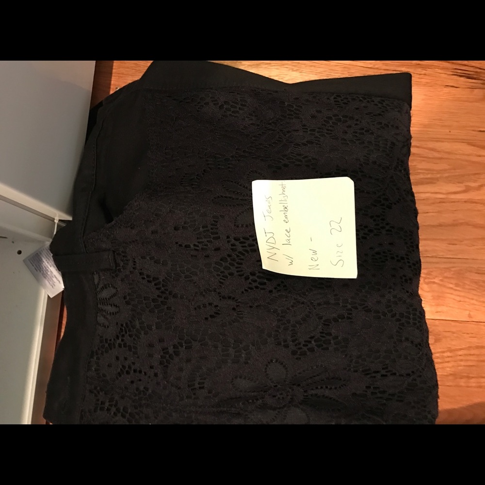 NYDJ black denim and lace jeans