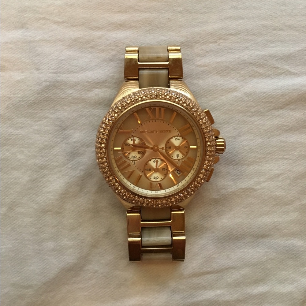 Large gold Michael Kors watch for women