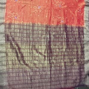 Beautiful shimmery orange and purple saree
