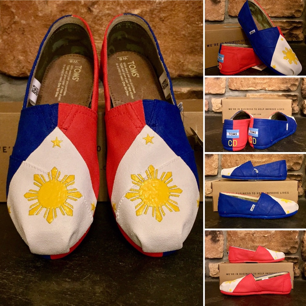Philippines Flag custom hand painted TOMS