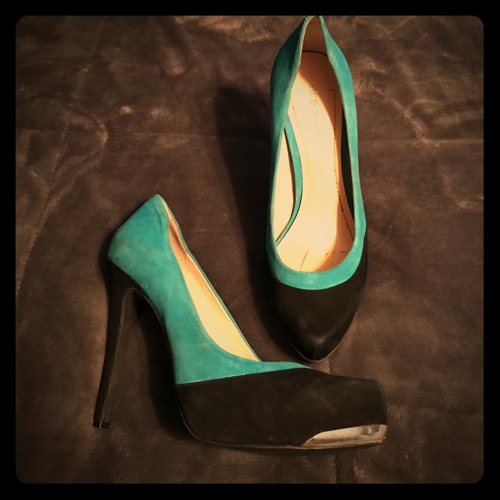 BCBGeneration Teal/black high heels