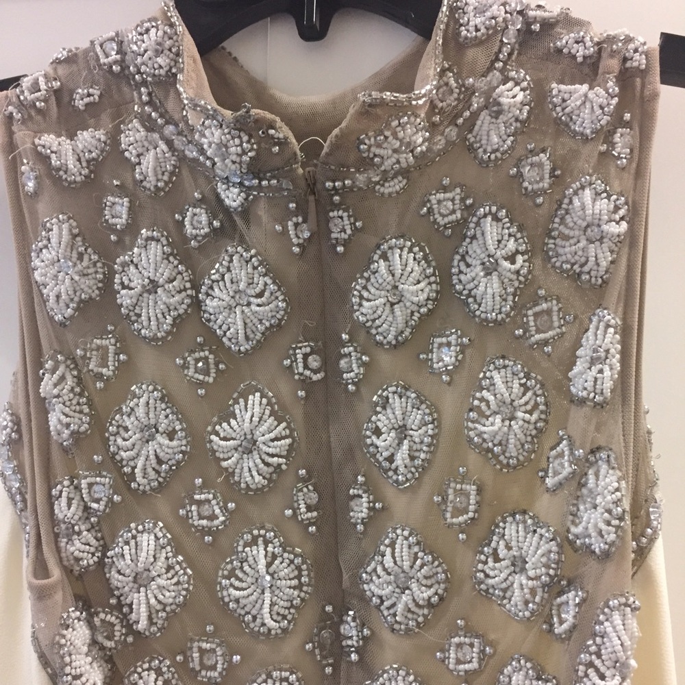 Topshop Embellished ivory silk mini dress